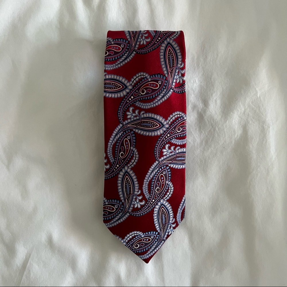 Red and Blue Paisley Tie by Michael Kors